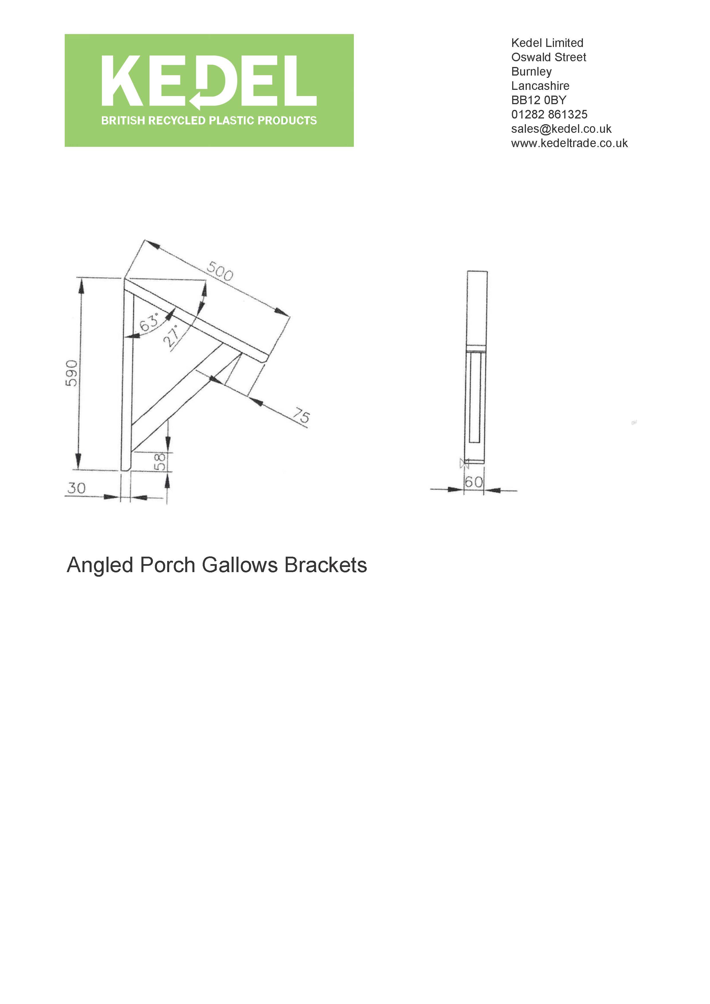 Pair of Angled Porch Gallows Brackets Synthetic Wood
